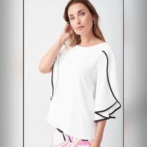 Joseph Ribkoff Contrast Trim Georgette Top Style 221029, sz 6